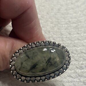 Gorgeous MOSS PREHNITE Handmade Sterling 925 Ring Size 8 #299E